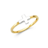 Jewels LU 14K Zlatni poprečni modni godišnjički prsten veličine 7.5
