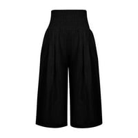 Plus veličine Ženske hlače čišćenje Ženske hlače sa širokim nogama visoke struke ravne hlače casual pantalone bljesak crne