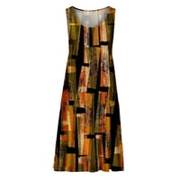 CacommAmrk PI sunčane haljine za žene plus veličine Žene Ležerne prilike od ispisane okrugle vrata s