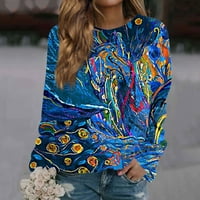 Umitay Essential Hoodie ženski povremeni modni cvjetni print dugih rukava O-izrez TOP bluza