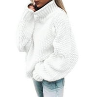 Yinmgmhj Zimski kaputi za žene Čvrsti povremeni dugi pleteni rukav sa džemper Ženski pulover pulover