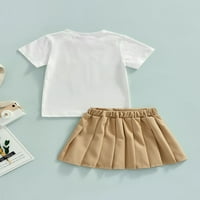Calsunbaby Toddler Kids Girls Ljeto Street odjeće Pismo Ispiši okrugli vrat Majice kratkih rukava vrhovi