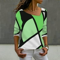 Ženske vrhove rukav grafički otisci Bluza Ležerne prilike za ženske majice posada modna zelena 2xl