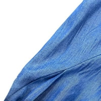 Ležerne haljine za žene scoop vrat labavi čvrsti srednji duljina haljina s kratkim rukavima s kratkim rukavima plava m