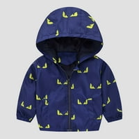 Toddler Boys Girls Oluja patentna jakna Slatka crtani uzorak Vjetrootporni vodootporni kaput sa kapuljačom