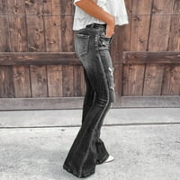 Mikilon modni ženski džep čvrste traperice traper hlače ženska rupa donje casual pantalone plus veličina