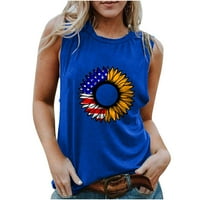 Ženska konzervirana zastava Američka zastava Spremnik za ispis gornjih rukava bez rukava Sunflower majice
