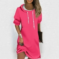 Ne propustite Himice Modern Haunge's Modne Ležerne prilike pune boje dugih rukava s dugim rukavima Dukserica ružičasta haljina ružičasta XXL