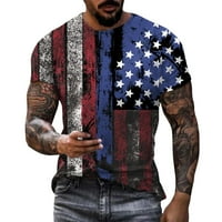 Muški ljetni 3D digitalni tisak Dan neovisnosti okrugli vrat majica s kratkim rukavima bluza poliester