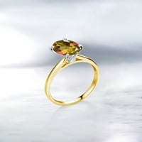 Gem Stone King 1. CT ovalni mango Mystic Topaz 10K žuti zlatni prsten sa bijelim zlatnim prstenom