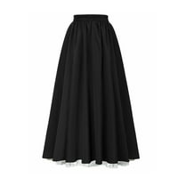 Dvije suknje set kožne suknje za žene Retro elastična čipkasta struka Boho maxi suknja casual crtač