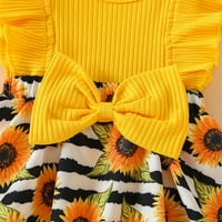 Rovga Baby Girl BodySuits rebrani suncokret cvjetni otisci ROMPER BODYSUIT haljina za glavu odjeća