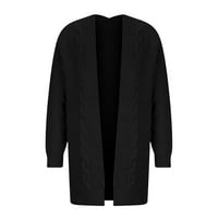 Ozmmyan ženska modna jakna kardigan džep srednji i dugotrajan kaput dugih rukava