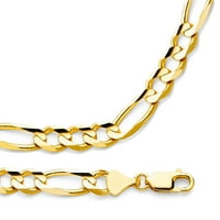 Čvrsta 14K žuto zlatna ogrlica s figaro lancem teška debela konkavna originalna muška veza