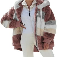 Leuncero Casual Fuzzy fleece jakna za žene dugih rukava Cardigan kaput sa kapuljačom