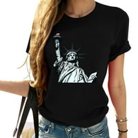 Kip Liberty Flat Line crtež New York City Moderne ljetne grafičke majice za žene - Moderan kratki rukav sa jedinstvenim dizajnom U.S. Patriot Day Pokloni