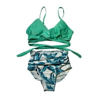 Meitianfacai kupaći kostimi moda ženski bikinis setovi bez rukava od push-up podstavljeni kupaći kostim kupaći kupaći kupaći odjeća za ženu za žene zelene bikini