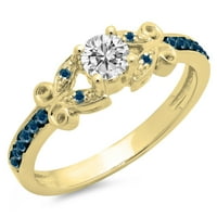 DazzlingRock kolekcija 0. Carat 14K Blue & White Diamond Bridal Angažman prsten CT, žuto zlato, veličina