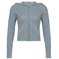 Kaputi za žene za zimsko-rukav ležerne prilike na dugačkim punim zip jaknom Cardigan odjeća na čvrstoj