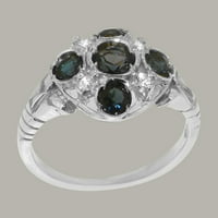 Britanci izrađeni sterling srebrni prirodni London Blue Topaz & Diamond Womens Izjava prsten - Opcije