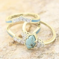 SHLDYBC Mother Day Pokloni, modni prsten Natural Tirquoise Diamond Rings Matični dan za rođendan Poklon