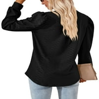 Žene vrhovi dugih rukava TEE SWISS točkice T majica Dressy Majica Radna blusa Tunika Crna 2xL
