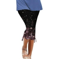 Athletic Capris za žene Ljeto Ležerne prilike, elastični struk cvjetne tanke fit obrezane hlače
