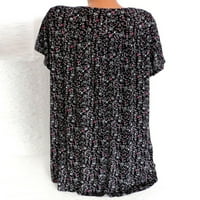 Žene plus veličina kratkih rukava V-izrez za bluzu za bluzu od pulover majica Žene Ljetni vrhovi labavi