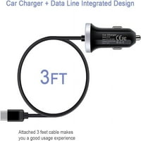 C Car Charger 3.4a Punjač za upaljač za cigarete sa 3FT Type C punjač za punjač brze automobil za Google