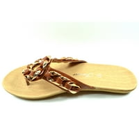 Žene Dressy Flip Flops cvjetni zlatni lanac detalj udobnog stopala