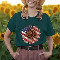 Ženski ljetni vrhovi Dan nezavisnosti suncokret Ispis kratkih rukava s kratkim majicama za žene