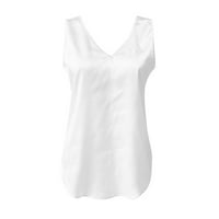 Vrhovi rezervoara za žene V izrez svilene ljetne satenske bluze bez rukava Basic Camisole majice