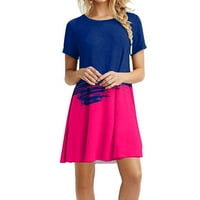 Midi haljine za žene Crew vrat Ležerne prilike, mini haljina kratkih rukava Hot Pink XL