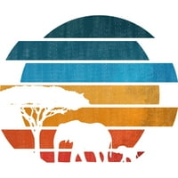 Afrički safari zalazak sunca Juniors bijeli grafički tee - Dizajn ljudi M