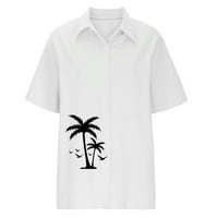 HOKSML pamučna posteljina majica za bluze za žene za žene s poklopcem košulje sa čvrstim bluzama na