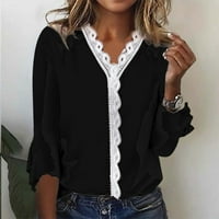 Bluze za žene Dressy Ležerne prilike nagnute ženske gornjeg labavog ležernog dijela V-izrez Vintage