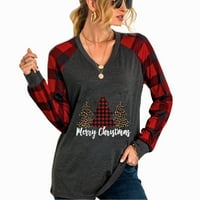 Vuloru žene božićne majice, raglan dugih rukava sa labavim fit baseball tee vrhovima