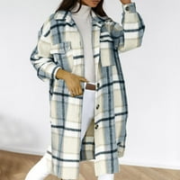 Kaputi za žene za žene dugi klirens plairani vuneni kaput jakne s dugim rukavima, ležerne majice ležerne