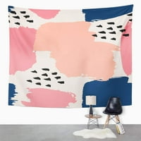 Ručni četkici udari u plavoj pastelnoj ružičastoj zračnoj umjetnosti Viseći tapiserija Domaći dekor za dnevni boravak spavaće sobe spavaonice