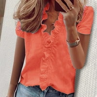 Ženski bluzes Fashions Ženski temperamentni gumb V-izrez rukava za rubu Ležerna košulja narandžasta