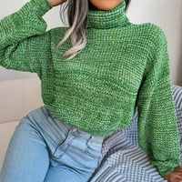 Žene casual laternter dugih rukava Turtleneck pleteni džemper izgubio je trendi pulover pulover u boji