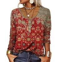 Ženska jesenska gornja bluza gumb niz majice s dugim rukavima za vanjsku kupovinu za kupovinu 3xl 3