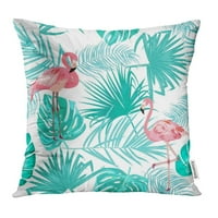 Green Aloha tropsko lišće Flamingo i cvijeće svijetla prazna granica klima jastuk jastuk jastučni poklopac