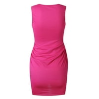 Outfmvch ružičasta haljina za žene Ležerne prilike bez rukava na rukavu ručna haljina okrugla izrez