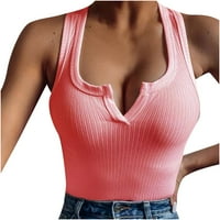 Vrhovi rezervoara za žene Osnovne majice bez rukava pletene rebraste tanko ugrađene vježbanja Ljetna