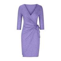 Voncos Ženske haljine - haljina za zabavu polka tački struk V-izrez Haljina kratkih rukava Purple 6