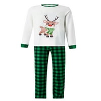 Stoljetni božićni pidžami za obiteljski crtani jelen Ispis dugih rukava na vrhu kaišne hlače xmas zaglavlje