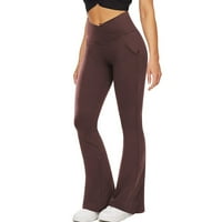 Ženske jogo hlače sa džepovima-V crossover visokog struka bootcut joga tajice-flare Work Work Worth