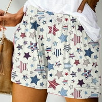 Žene Ljetne casual kratke hlače Star Stripes Ispis elastičnih struka Navlaka širokih nogu Shorts Loonice