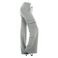 Duks za žene Aktivno odjeća Vježba Outgings Stretch Struk Yoga Teretana Loose hlače Pantalone sa džepovima